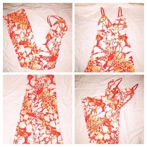 Derek hearts maxi dress casual orange red yellow